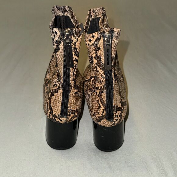Zara Trafaluc 7122/301/201 Women's US 6 Ankle Boots Brown Snakeskin Chunky Heel - Picture 3 of 7